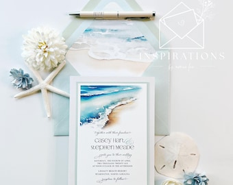 Beach Wedding Invitations, Coastal Wedding, Seashell Designs, Destination Wedding Cards, Beach Theme, Beach Inspired, Ocean Style
