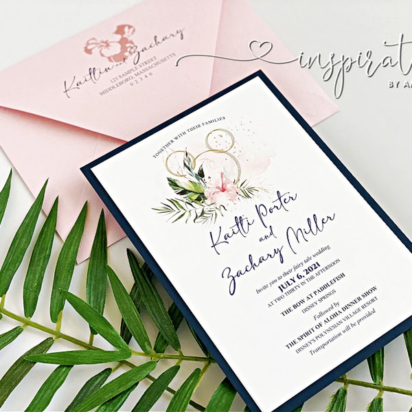 Disney Wedding Invitations, Fairy Tale Wedding, Formal Disney Wedding Invitations, Tropical Disney, Polynesian Wedding, Hawaii, Aulani,