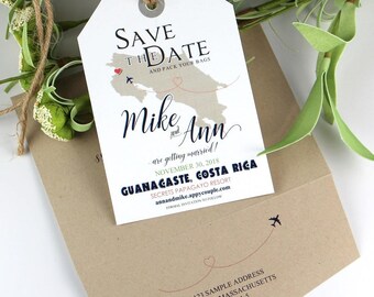 Save the Date Luggage Tags, luggage tag, save the date, wedding invitation, Costa Rica Wedding, Destination Wedding