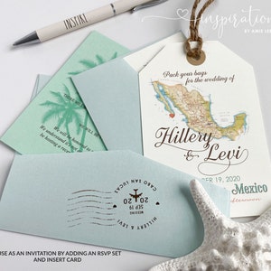 Travel Theme Wedding Invitation: Luggage Tag Design
