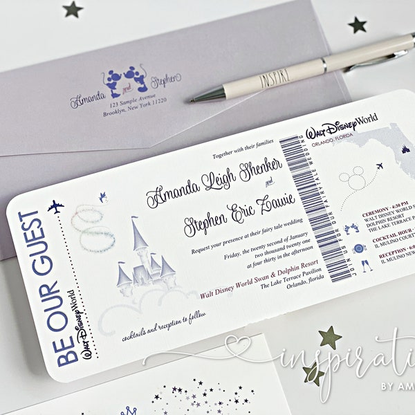 Disney Wedding Invitations, Disney Boarding Pass, Disneyland, Fairy Tale Wedding, Destination Disney Wedding, Disney Ticket