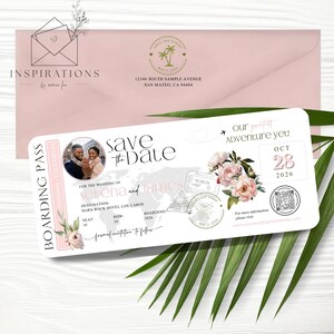 Boarding Pass Save The Date: Destination Beach Wedding, Travel Theme
