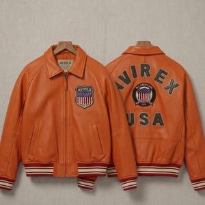 Bomberjack in Avirex-stijl, leren vintage pilotenjack, pilotenjas piloot, motorjack voor heren en dames afbeelding 5
