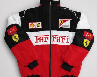 Chaqueta de carreras Ferrari F1 vintage, chaqueta bomber retro de Fórmula 1, estilo urbano de motor, cortavientos de carreras unisex.