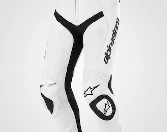 Pantalones de cuero blanco para motociclismo Alpinestars / Equipamiento de calle y pista con protección CE