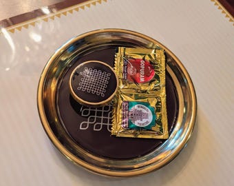 Brass Plates with Kolam & Pichwai Designs – Return Gifts, Home Décor (6, 8 Inch)