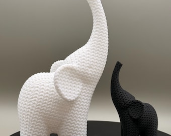 Elephant Figurine Knitted-Look 3D Printed – Cozy Modern Decor
