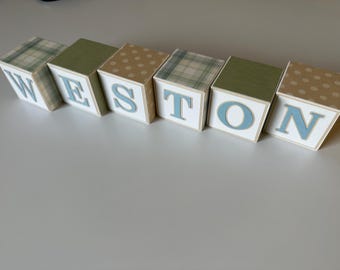 Custom Name Blocks: Baby Shower Nursery Decor, Personalized Wood Letters