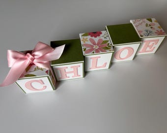 Custom Name Blocks: Baby Shower Nursery Decor, Personalized Wood Letters