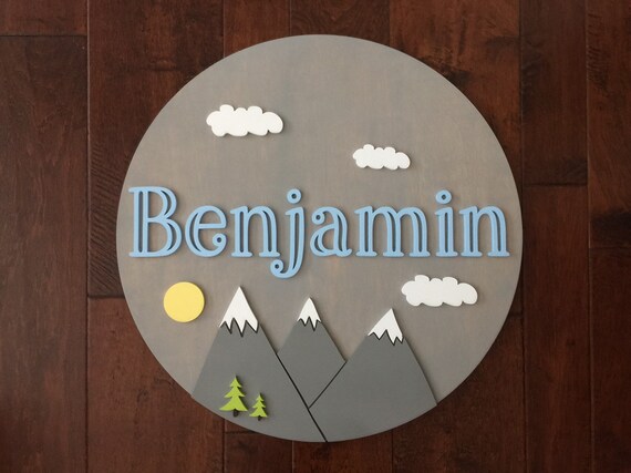 round wooden baby name signs for nursery