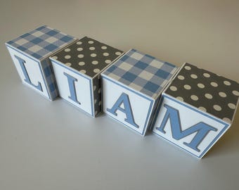 Custom Name Blocks: Baby Shower Nursery Decor, Personalized Wood Letters