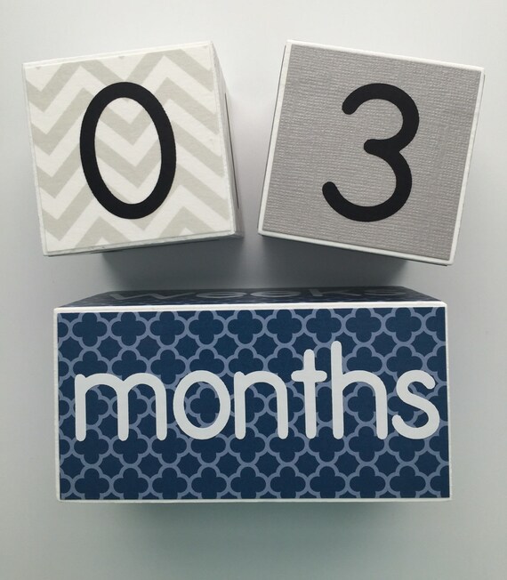 Baby Age Blocks Monthly Blocks Baby Boy Girl Baby Shower Gift Etsy