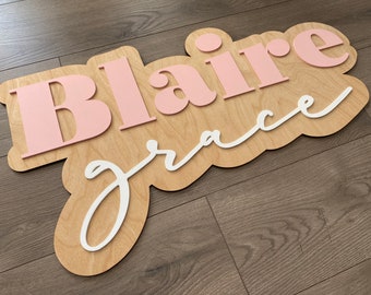 Layered Wood Name Sign: Nursery Wall Decor