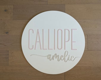 Handmade Wooden Baby Name Sign: Round Nursery Decor