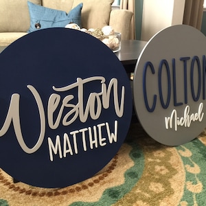 Wood Name Sign Nursery: Round Baby Room Decor