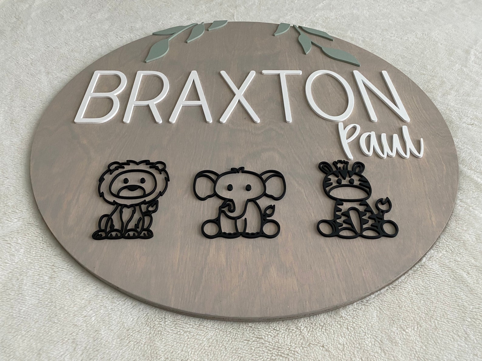 Safari Nursery Name Sign Wooden Sign for Nursery Name Sign Etsy