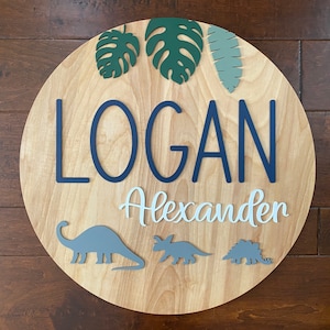Dinosaur Nursery Name Sign: Custom Wood Wall Art