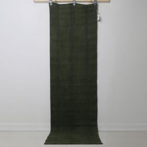 2'1 x 7'4 Vintage Turkish Hemp Runner Rug, Solid Green Minimal Long Hallway Rug