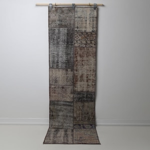 2'3 x 7'7 Vintage Turkish Patchwork Runner Rug, Handmade Wool Cotton Multicolor Hallway Rug