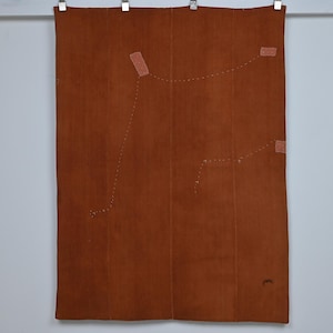 Alfombra turca vintage de cáñamo de 4x5 pies, tejido plano minimalista naranja liso, alfombra rústica estilo Wabi Sabi, arte textil decorativo para pared.
