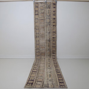 Vintage Turkish Runner Rug 1'11 x 10'9 ft, Beige Brown Patchwork Runner, Long Hallway Rug