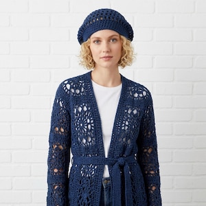 Wzór na szydełkowany kardigan w stylu Grandma Square, oversize | Wzór na sweter w stylu boho dla kobiet | Patchworkowa kurtka szydełkowa DIY | Kardigan w stylu Grandma Square