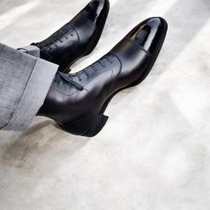 Men’s Handmade black leather Ankle high boots: men’s dress up formal.
