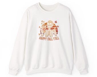 Happy Fall Yall Skeleton PNG Shirt | Autumn Vibes Skeleton Tee | Spooky Season Apparel