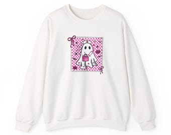 Preppy Nurse Halloween Pink Ghost PNG | Cute Spooky Medical Apparel Tee