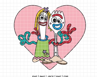 6344 - Forky & Knifey togheter Toy Story dtf full color Svg, Eps, Png, Jpeg, Dxf. Disneyy cricut Toy Story