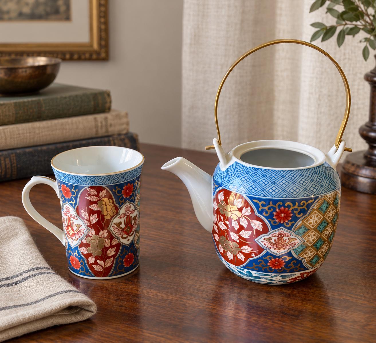 Japanese Blue Gold Teapot - Etsy