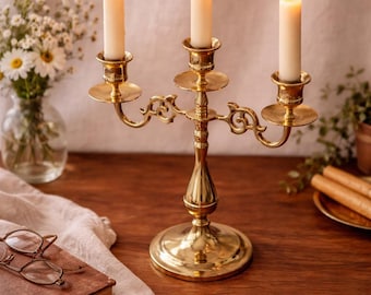 Vintage Brass 3-Arm Candelabra / Candle Holder