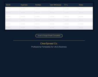 Financial Independence Tracker Spreadsheet Template | Excel & Google Sheets
