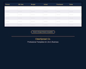 Christmas Budget Planner Spreadsheet Template | Excel & Google Sheets