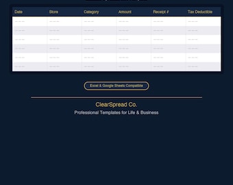 Receipt Tracker Spreadsheet Template | Excel & Google Sheets