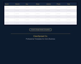 Utility Bills Tracker Spreadsheet Template | Excel & Google Sheets
