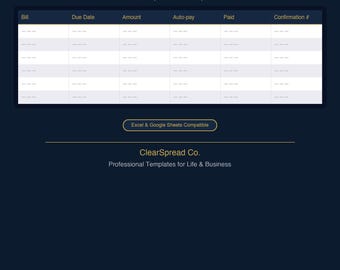 Bill Payment Calendar Spreadsheet Template | Excel & Google Sheets