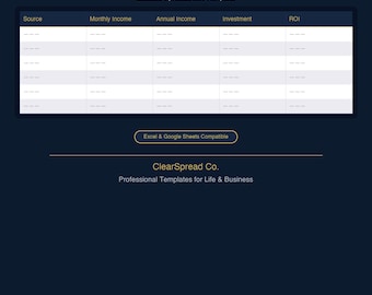 Passive Income Tracker Spreadsheet Template | Excel & Google Sheets