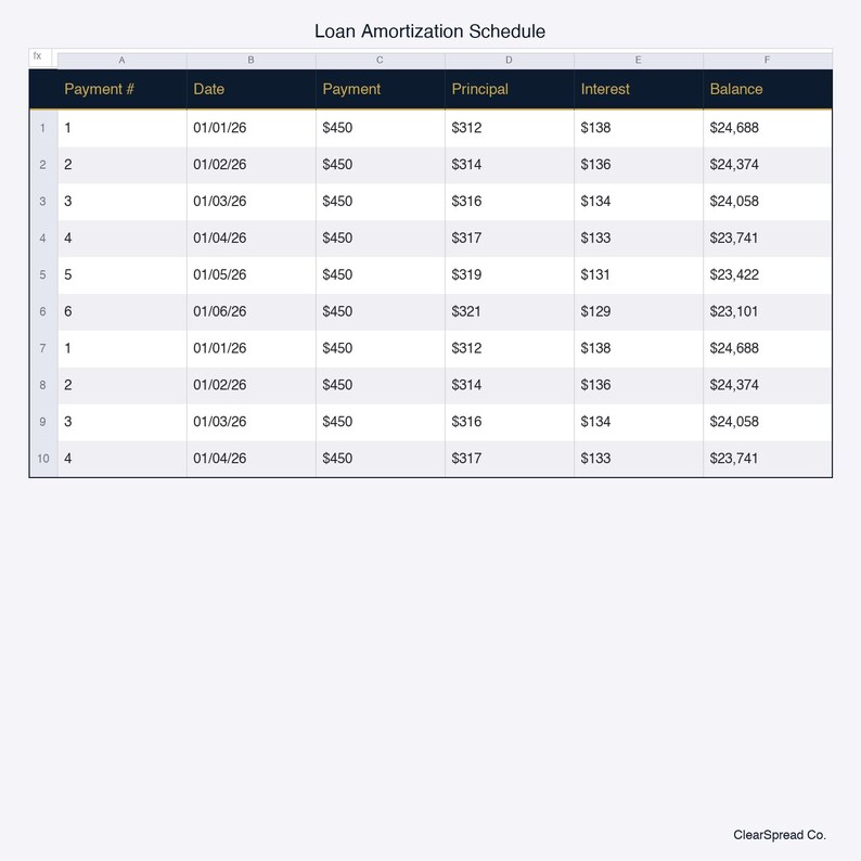 Loan Amortization Schedule Spreadsheet Template | Excel & Google Sheets ...
