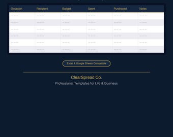 Gift Budget Planner Spreadsheet Template | Excel & Google Sheets