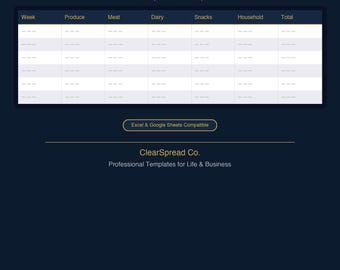 Grocery Budget Tracker Spreadsheet Template | Excel & Google Sheets