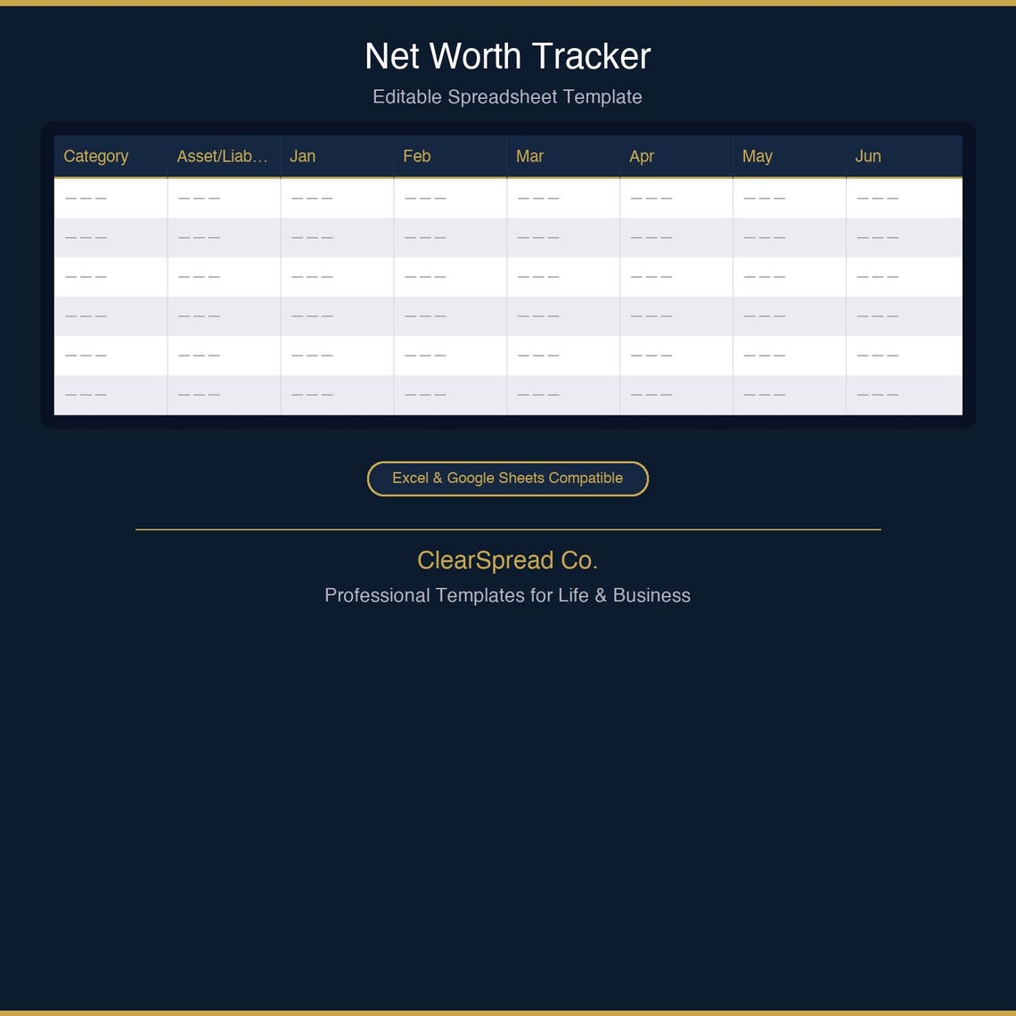 Net Worth Tracker Spreadsheet Template | Excel & Google Sheets - Etsy