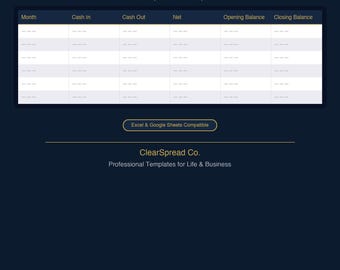 Cash Flow Statement Spreadsheet Template | Excel & Google Sheets