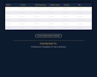 Income vs Expenses Dashboard Spreadsheet Template | Excel & Google Sheets