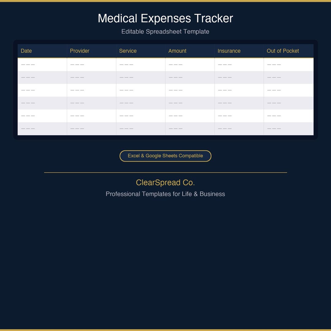 Medical Expenses Tracker Spreadsheet Template | Excel & Google Sheets ...