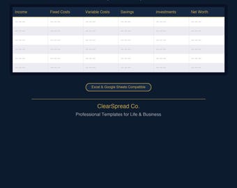 Personal Finance Dashboard Spreadsheet Template | Excel & Google Sheets