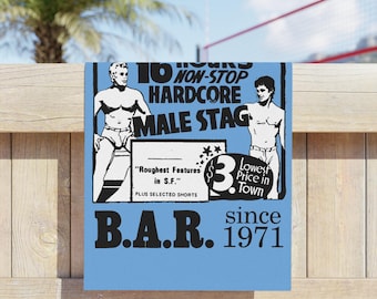 Retro Camp Gay Strandtücher | Bay Bereich Reporter Vintage Strip Club Anzeige