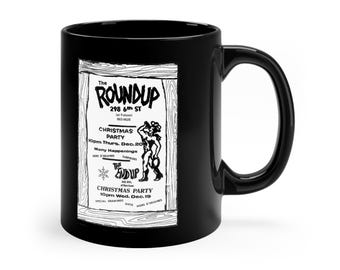 Vintage Gay Bar The Round-Up von B.A.R. - Schwarze Kaffeetasse, 11oz
