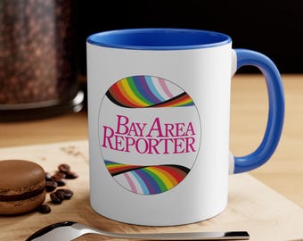 Bay Area Reporter Regenbogen-Band-Logo-Tasse | 11 Unzen Akzent Keramikbecher