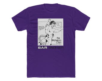 Vintage Muscle Man T-shirt Illustration for The Bachelors Club Bar ad from the Bay Area Reporter